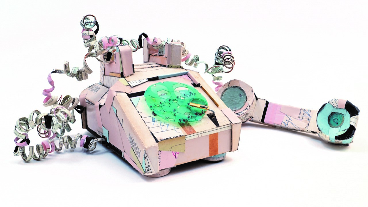 I Think We Got Disconnected, 6 x 16 x 8 inches, scraps collected for over 30 years.jpg